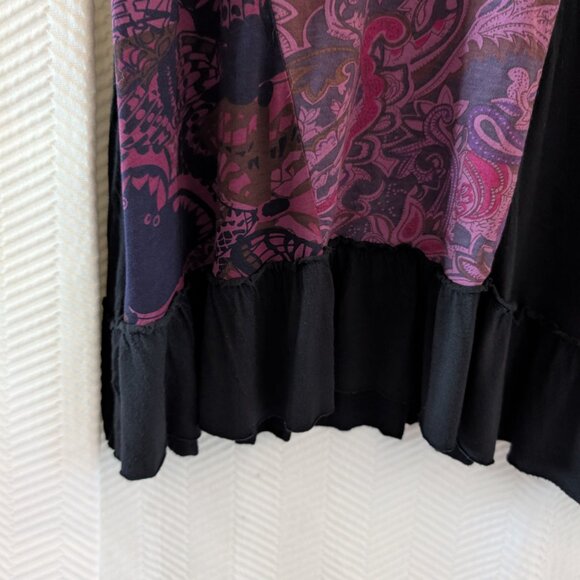 Tricotto Patchwork Paisley Dress Black Purple Mesh Detail Small Art to wear Y2K - Picture 9 of 13